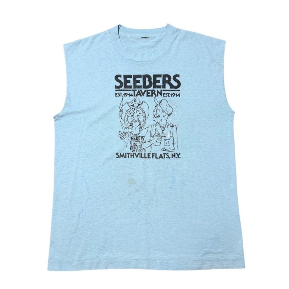 Vintage 70s Seebers Tavern NY Country Western Cowboy Muscle Tank Top Mens L